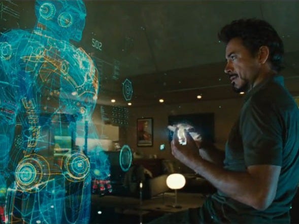 Tony Stark 与 J.A.R.V.I.S. 的电影场景